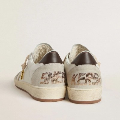 Golden Goose Ball Star Ltd With Beige Star And Black Heel Tab Golden Goose Ball Star Ltd With Beige Star And Black Heel Tab