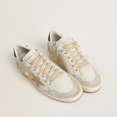 Golden Goose Ball Star Ltd With Beige Star And Black Heel Tab Golden Goose Ball Star Ltd With Beige Star And Black Heel Tab