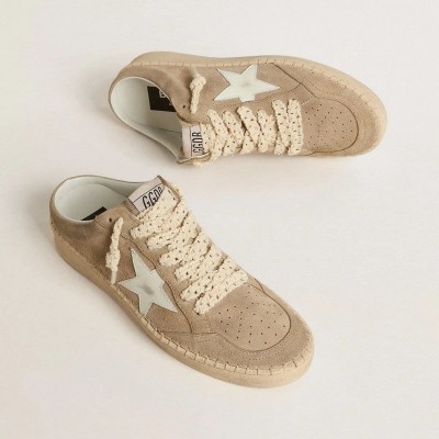 Golden Goose Ball Star Sabot In Beige Suede With White Leather Star Golden Goose Ball Star Sabot In Beige Suede With White Leather Star