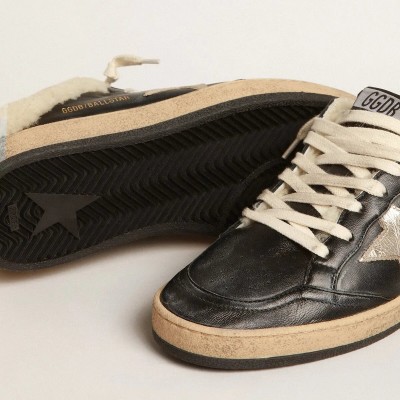 Golden Goose Ball Star Sabots In Nappa With Platinum Star And Shearling Lining Golden Goose Ball Star Sabots In Nappa With Platinum Star And Shearling Lining