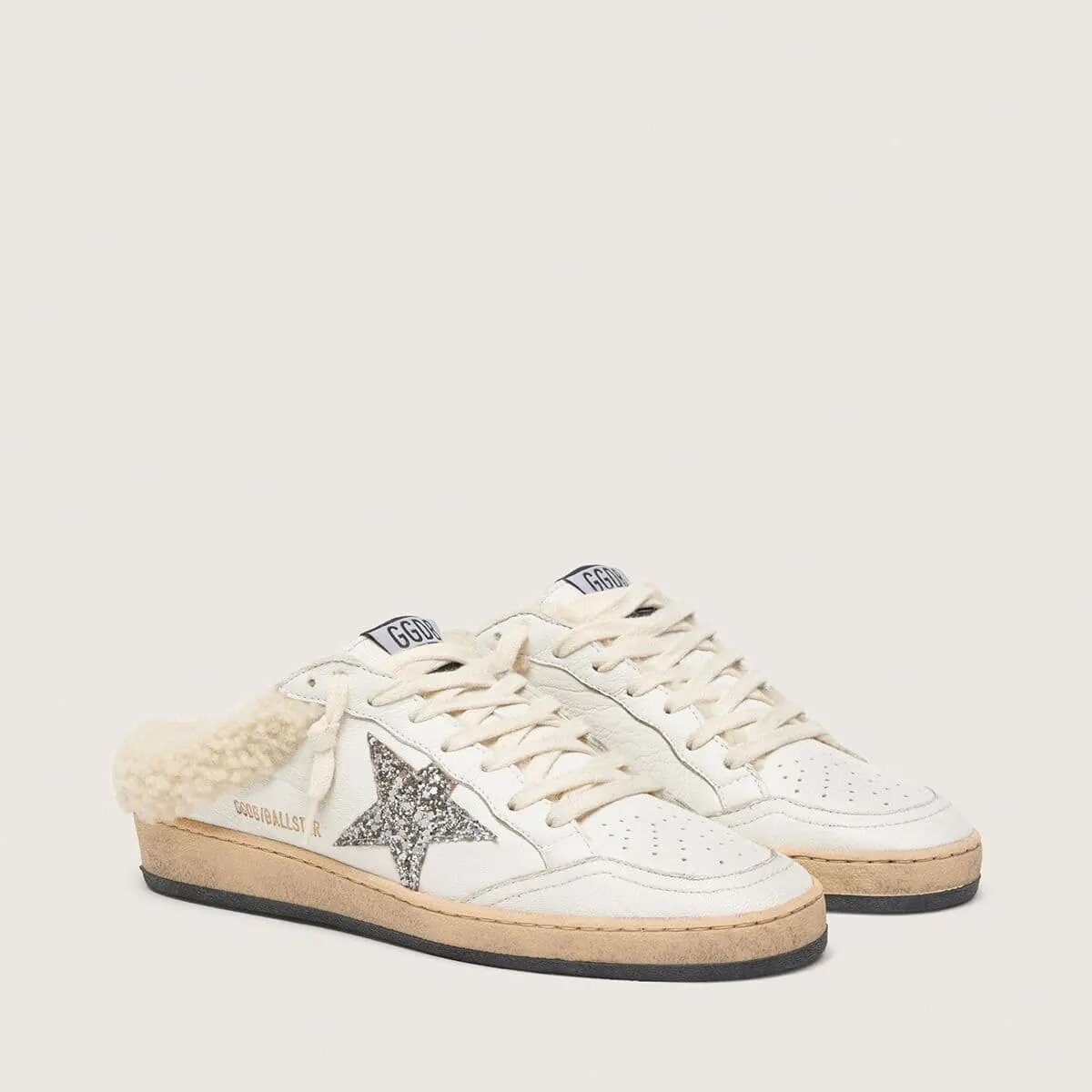 Golden Goose Ball Star Sabots With Glitter Star And Shearling Lining Golden Goose Ball Star Sabots With Glitter Star And Shearling Lining
