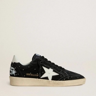 Golden Goose Ball Star In Black Suede With Studs And White Leather Star Golden Goose Ball Star In Black Suede With Studs And White Leather Star