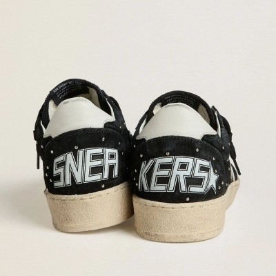 Golden Goose Ball Star In Black Suede With Studs And White Leather Star Golden Goose Ball Star In Black Suede With Studs And White Leather Star