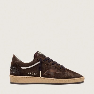 Golden Goose Ball Star In Brown Suede With Brown Leather Star And Heel Tab Golden Goose Ball Star In Brown Suede With Brown Leather Star And Heel Tab