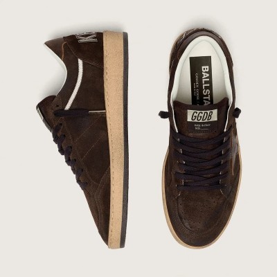 Golden Goose Ball Star In Brown Suede With Brown Leather Star And Heel Tab Golden Goose Ball Star In Brown Suede With Brown Leather Star And Heel Tab