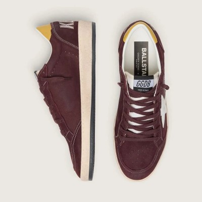 Golden Goose Ball Star In Chocolate Nubuck With Leather Star And Heel Tab Golden Goose Ball Star In Chocolate Nubuck With Leather Star And Heel Tab