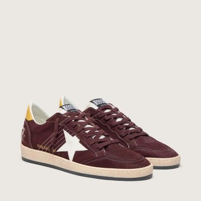 Golden Goose Ball Star In Chocolate Nubuck With Leather Star And Heel Tab Golden Goose Ball Star In Chocolate Nubuck With Leather Star And Heel Tab