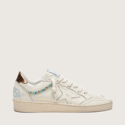 Golden Goose Ball Star In Cream Leather With Tone-On-Tone Star And Beads