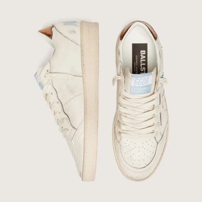 Golden Goose Ball Star In Cream Leather With Tone-On-Tone Star And Beads