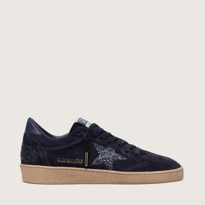 Golden Goose Ball Star In Dark Blue Suede With Dark Blue Glitter Star Golden Goose Ball Star In Dark Blue Suede With Dark Blue Glitter Star