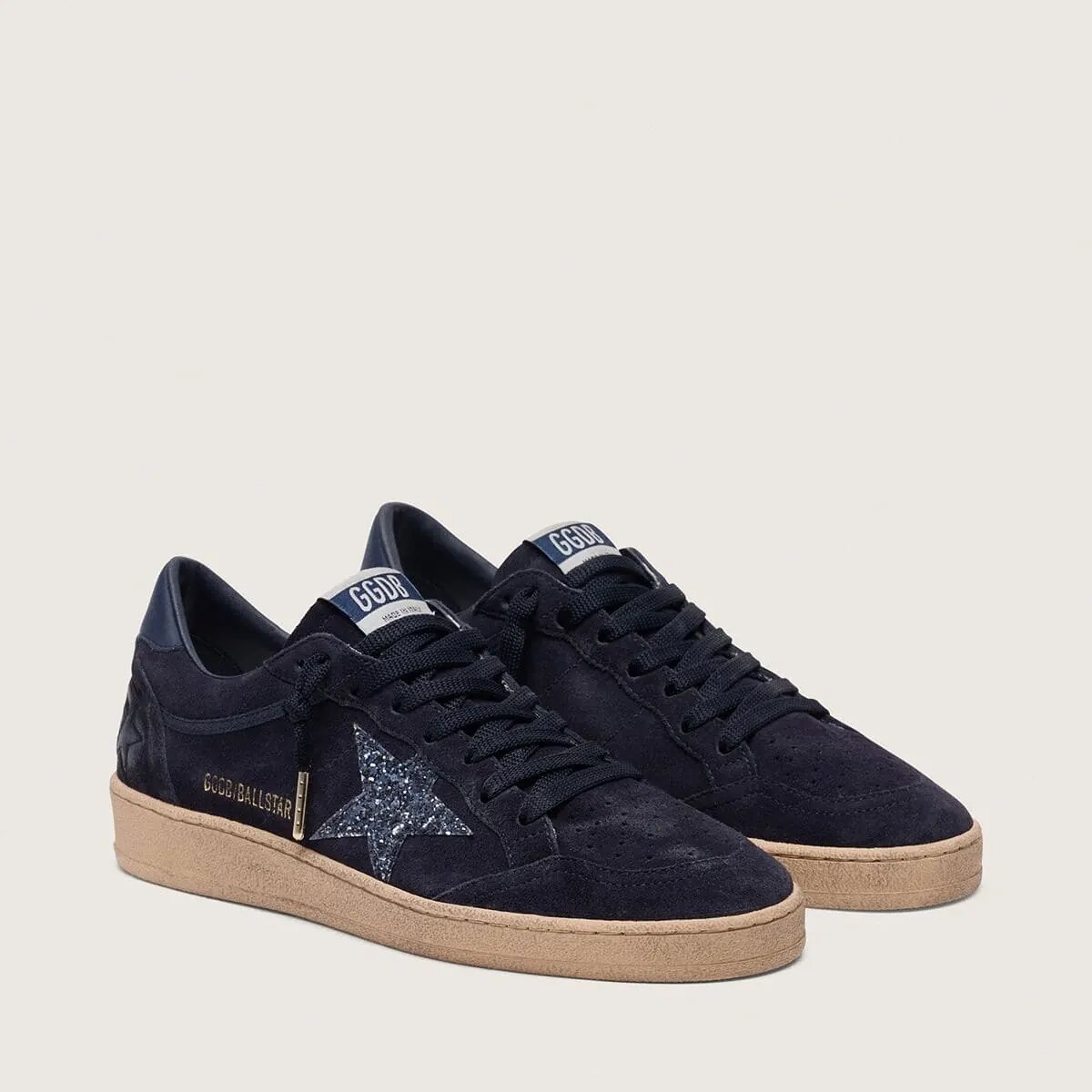 Golden Goose Ball Star In Dark Blue Suede With Dark Blue Glitter Star Golden Goose Ball Star In Dark Blue Suede With Dark Blue Glitter Star