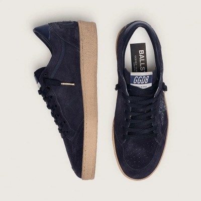 Golden Goose Ball Star In Dark Blue Suede With Dark Blue Glitter Star Golden Goose Ball Star In Dark Blue Suede With Dark Blue Glitter Star