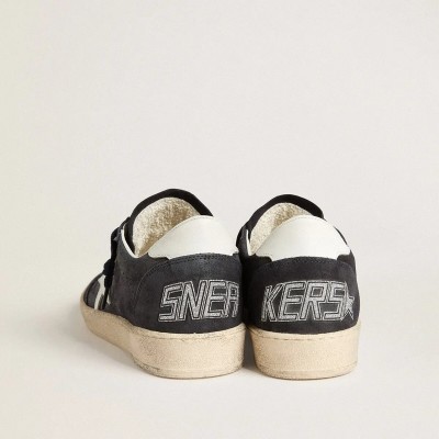 Golden Goose Ball Star In Dark Blue Suede With Leather Star And Heel Tab Golden Goose Ball Star In Dark Blue Suede With Leather Star And Heel Tab