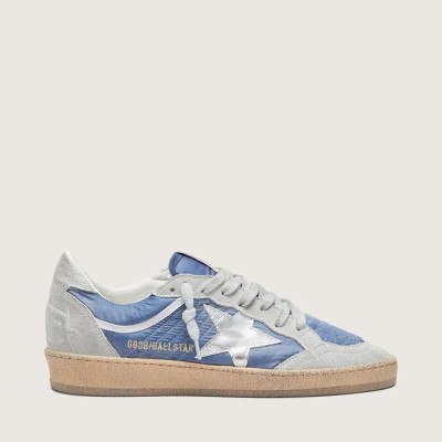 Golden Goose Ball Star In Denim-Blue Nylon With Light Gray Suede Inserts And Metallic Silver Leather Star Golden Goose Ball Star In Denim-Blue Nylon With Light Gray Suede Inserts And Metallic Silver Leather Star