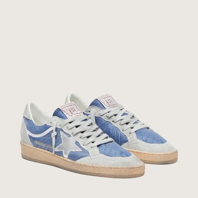 Golden Goose Ball Star In Denim-Blue Nylon With Light Gray Suede Inserts And Metallic Silver Leather Star Golden Goose Ball Star In Denim-Blue Nylon With Light Gray Suede Inserts And Metallic Silver Leather Star