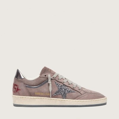 Golden Goose Ball Star In Lavender Suede With Silver Glitter Star And Laminated Leather Heel Tab Golden Goose Ball Star In Lavender Suede With Silver Glitter Star And Laminated Leather Heel Tab