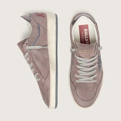 Golden Goose Ball Star In Lavender Suede With Silver Glitter Star And Laminated Leather Heel Tab Golden Goose Ball Star In Lavender Suede With Silver Glitter Star And Laminated Leather Heel Tab