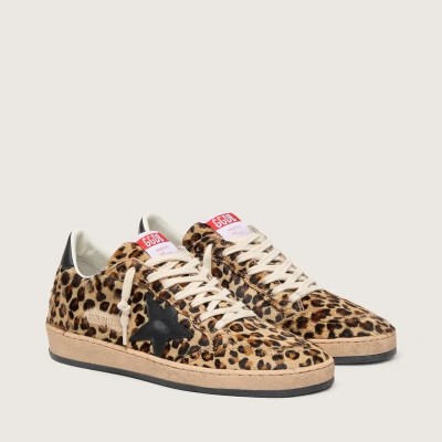 Golden Goose Ball Star In Leo-Print Pony Skin, Black Leather Star &Amp; Heel Tab Golden Goose Ball Star In Leo-Print Pony Skin, Black Leather Star &Amp; Heel Tab