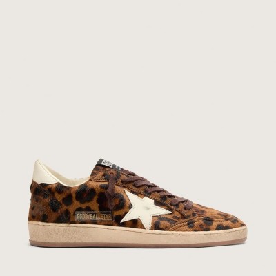 Golden Goose Ball Star In Leopard-Print Pony Skin With Cream Star Golden Goose Ball Star In Leopard-Print Pony Skin With Cream Star