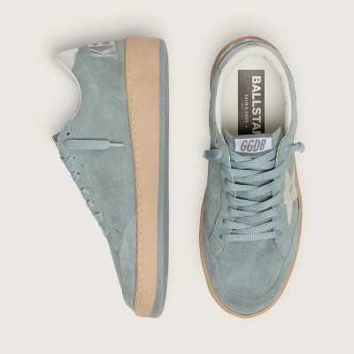 Golden Goose Ball Star In Light Blue Suede With White Star Golden Goose Ball Star In Light Blue Suede With White Star