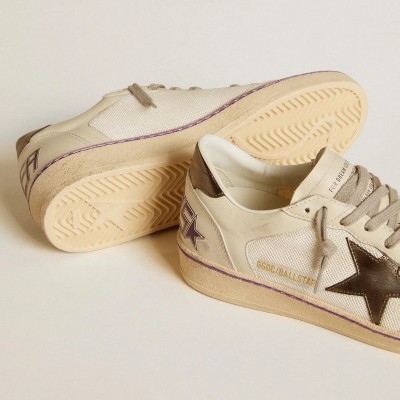 Golden Goose Ball Star In Mesh And Leather With Metallic Leather Star And Heel Tab Golden Goose Ball Star In Mesh And Leather With Metallic Leather Star And Heel Tab