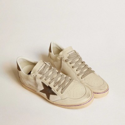 Golden Goose Ball Star In Mesh And Leather With Metallic Leather Star And Heel Tab Golden Goose Ball Star In Mesh And Leather With Metallic Leather Star And Heel Tab