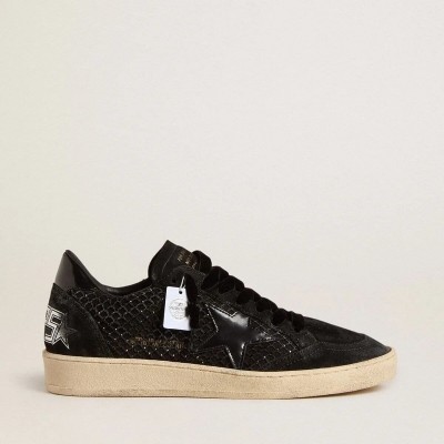 Golden Goose Ball Star In Mesh With Swarovski Crystals And Black Laminated Leather Star And Heel Tab Golden Goose Ball Star In Mesh With Swarovski Crystals And Black Laminated Leather Star And Heel Tab