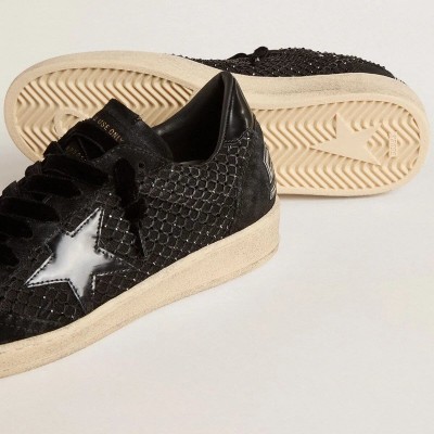 Golden Goose Ball Star In Mesh With Swarovski Crystals And Black Laminated Leather Star And Heel Tab Golden Goose Ball Star In Mesh With Swarovski Crystals And Black Laminated Leather Star And Heel Tab