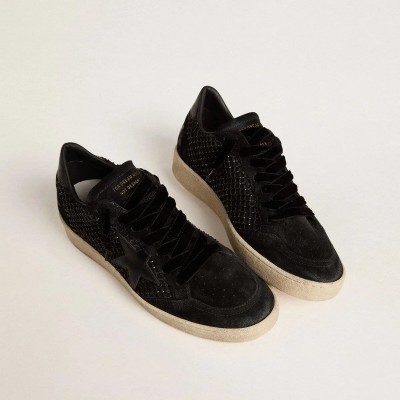 Golden Goose Ball Star In Mesh With Swarovski Crystals And Black Laminated Leather Star And Heel Tab Golden Goose Ball Star In Mesh With Swarovski Crystals And Black Laminated Leather Star And Heel Tab