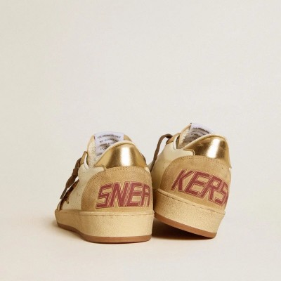 Golden Goose Ball Star In Nappa And Suede With Pony Skin Star And Metallic Heel Tab