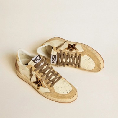 Golden Goose Ball Star In Nappa And Suede With Pony Skin Star And Metallic Heel Tab Golden Goose Ball Star In Nappa And Suede With Pony Skin Star And Metallic Heel Tab