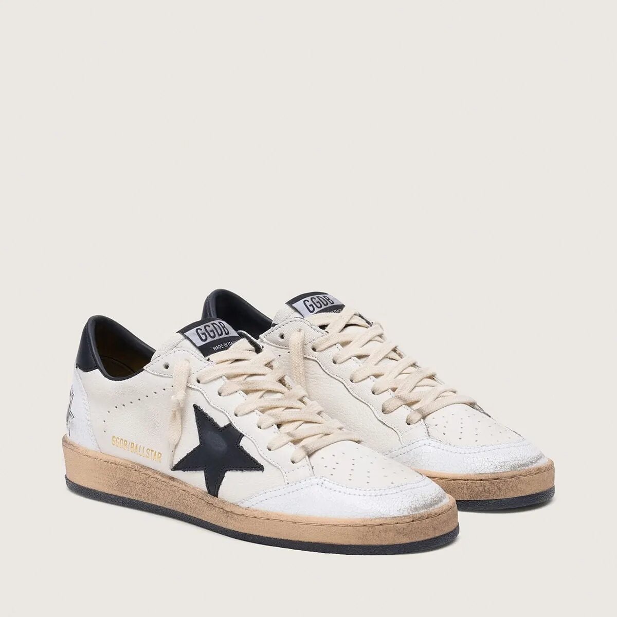 Golden Goose Ball Star In Nappa With Black Star And Black Heel Tab Golden Goose Ball Star In Nappa With Black Star And Black Heel Tab