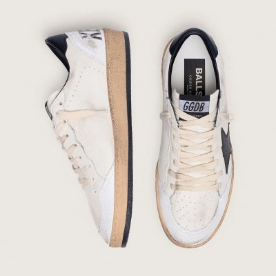 Golden Goose Ball Star In Nappa With Black Star And Black Heel Tab Golden Goose Ball Star In Nappa With Black Star And Black Heel Tab