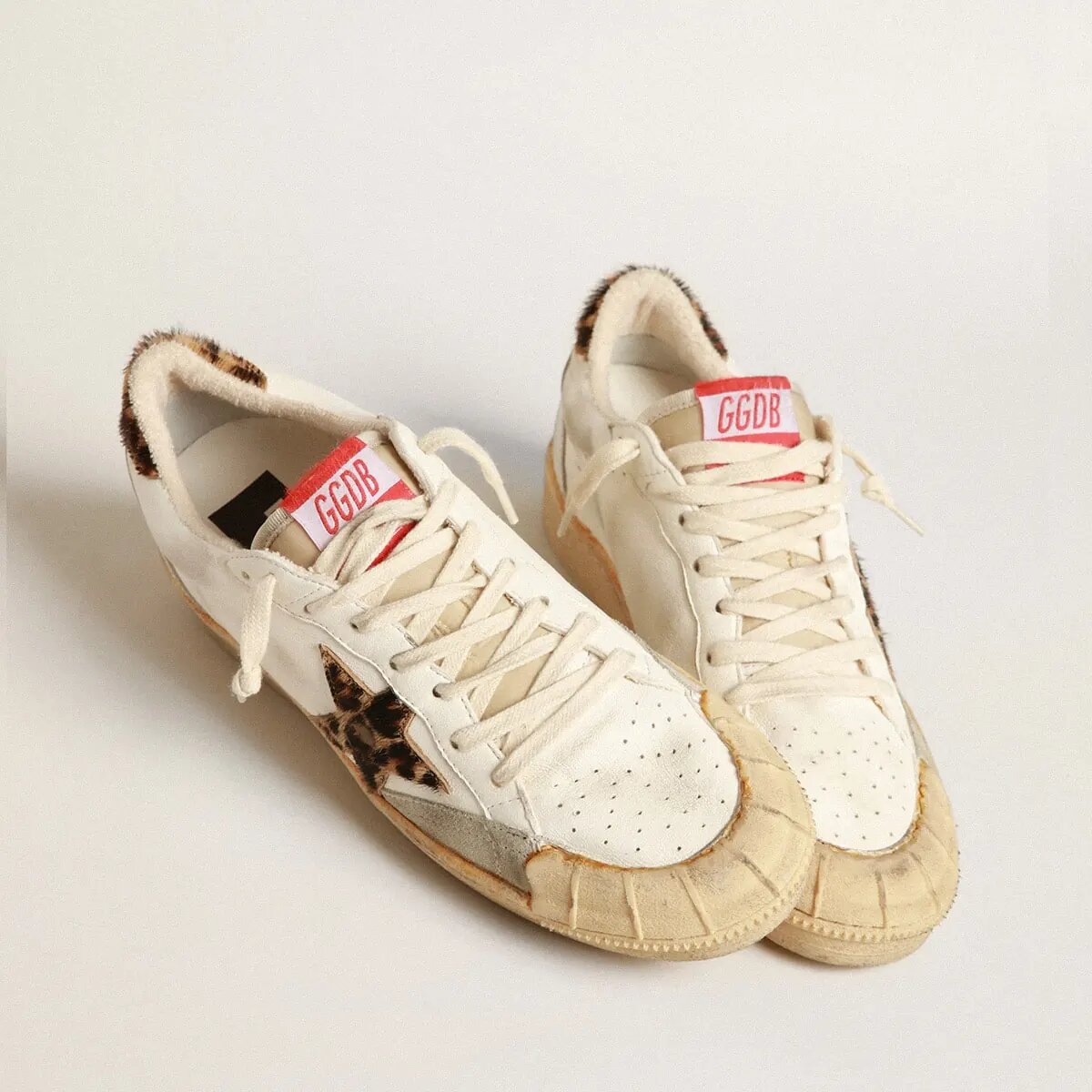 Golden Goose Ball Star In Nappa With Leopard-Print Pony Skin Star And Heel Tab Golden Goose Ball Star In Nappa With Leopard-Print Pony Skin Star And Heel Tab