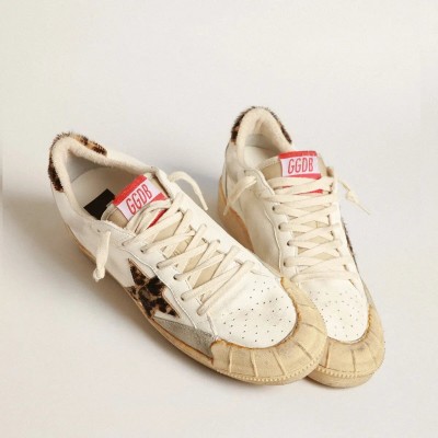 Golden Goose Ball Star In Nappa With Leopard-Print Pony Skin Star And Heel Tab Golden Goose Ball Star In Nappa With Leopard-Print Pony Skin Star And Heel Tab