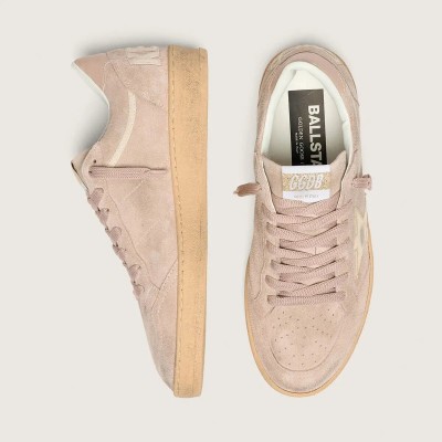 Golden Goose Ball Star In Powder-Pink Suede With Metallic Gold Star Golden Goose Ball Star In Powder-Pink Suede With Metallic Gold Star