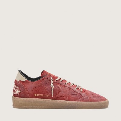 Golden Goose Ball Star In Rust-Red Suede With Tone-On-Tone Star Golden Goose Ball Star In Rust-Red Suede With Tone-On-Tone Star