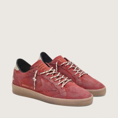 Golden Goose Ball Star In Rust-Red Suede With Tone-On-Tone Star Golden Goose Ball Star In Rust-Red Suede With Tone-On-Tone Star