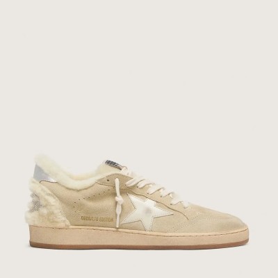 Golden Goose Ball Star In Suede And Shearling With White Patent Leather Star Golden Goose Ball Star In Suede And Shearling With White Patent Leather Star