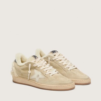Golden Goose Ball Star In Suede And Shearling With White Patent Leather Star Golden Goose Ball Star In Suede And Shearling With White Patent Leather Star