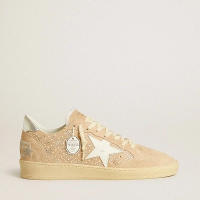 Golden Goose Ball Star In Suede And Swarovski Crystals With Leather Star And Metallic Heel Tab Golden Goose Ball Star In Suede And Swarovski Crystals With Leather Star And Metallic Heel Tab