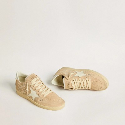 Golden Goose Ball Star In Suede And Swarovski Crystals With Leather Star And Metallic Heel Tab Golden Goose Ball Star In Suede And Swarovski Crystals With Leather Star And Metallic Heel Tab