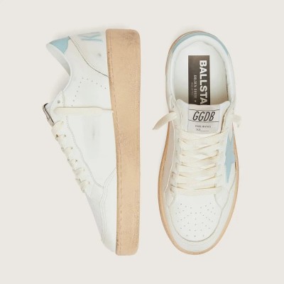 Golden Goose Ball Star In White Leather With Light Blue Star Golden Goose Ball Star In White Leather With Light Blue Star