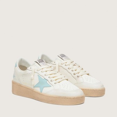Golden Goose Ball Star In White Leather With Light Blue Star Golden Goose Ball Star In White Leather With Light Blue Star