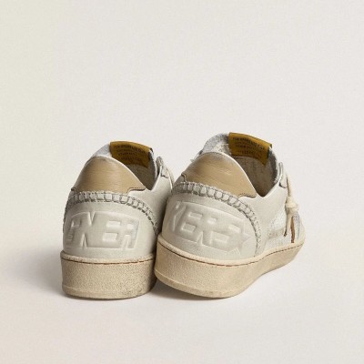 Golden Goose Ball Star In White Nappa And Mesh With Tobacco-Colored Nubuck Star And Beige Heel Tab