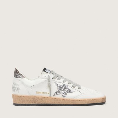 Golden Goose Ball Star Wishes In Nappa Leather With Glitter Star And Heel Tab Golden Goose Ball Star Wishes In Nappa Leather With Glitter Star And Heel Tab