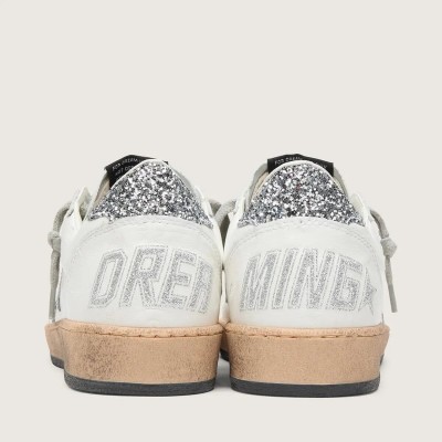 Golden Goose Ball Star Wishes In Nappa Leather With Glitter Star And Heel Tab Golden Goose Ball Star Wishes In Nappa Leather With Glitter Star And Heel Tab