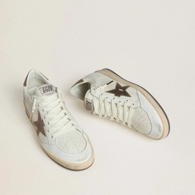 Golden Goose Ball Star Wishes In White Leather With Metallic Bronze Leather Star Golden Goose Ball Star Wishes In White Leather With Metallic Bronze Leather Star