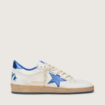 Golden Goose Ball Star Wishes In White Nappa Leather With Bright Blue Star And Heel Tab Golden Goose Ball Star Wishes In White Nappa Leather With Bright Blue Star And Heel Tab