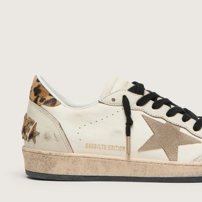 Golden Goose Ball Star Wishes With Suede Star And Leopard-Print Pony Skin Heel Tab Golden Goose Ball Star Wishes With Suede Star And Leopard-Print Pony Skin Heel Tab